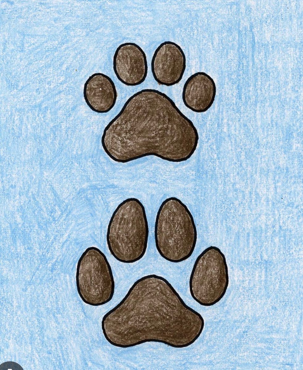 Paw prints on blue