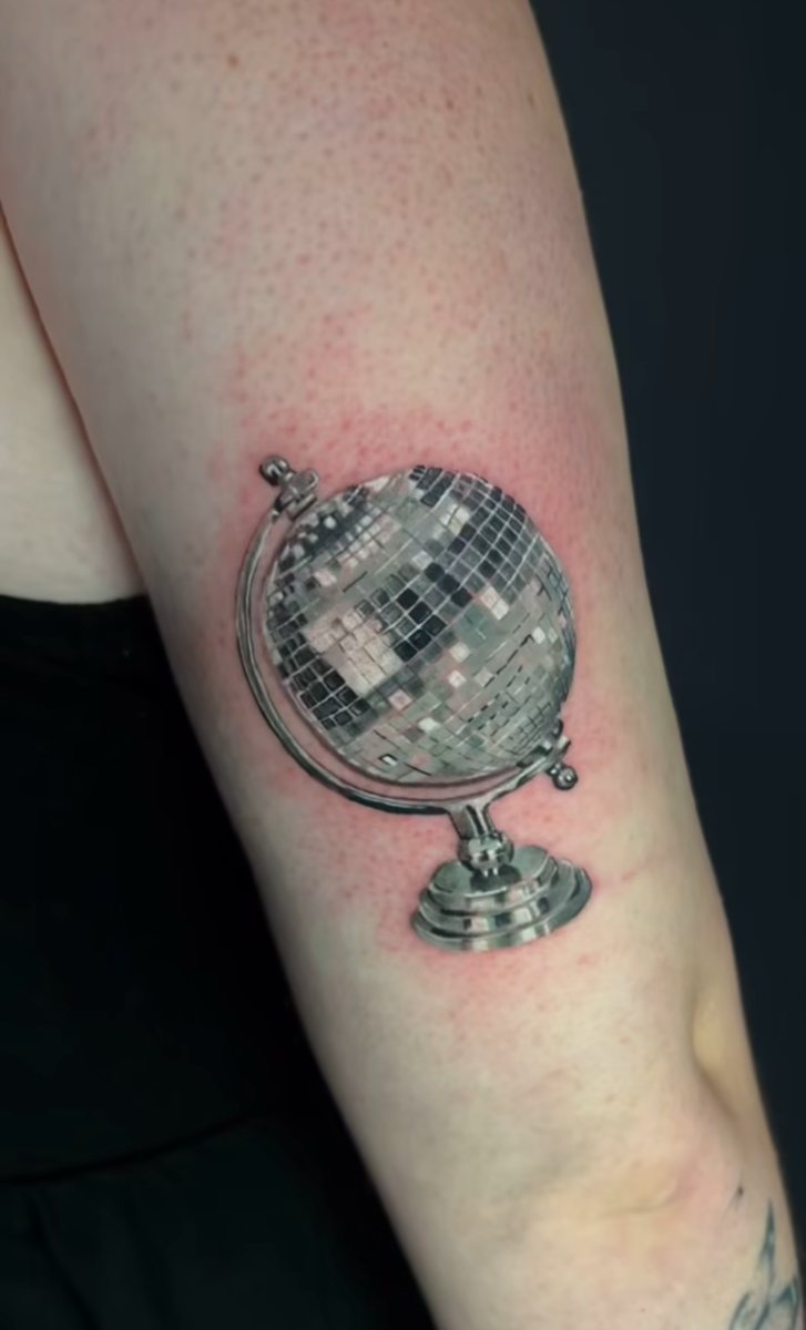 Disco globe, black and grey realism